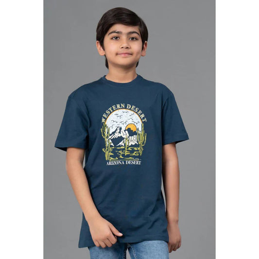 RedTape Unisex Kids T-Shirt- Best in Comfort and ease| Cotton| Deep Blue Colour| Round Neck| Regular Fit with chest print.