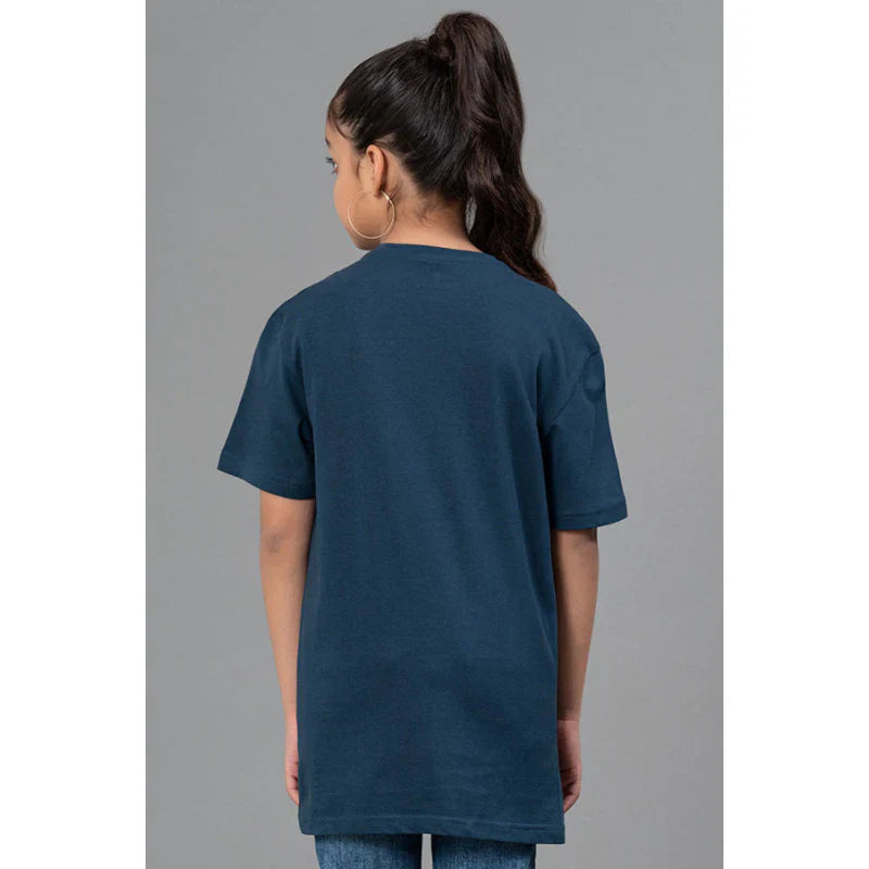 RedTape Unisex Kids T-Shirt- Best in Comfort and ease| Cotton| Deep Blue Colour| Round Neck| Regular Fit with chest print.