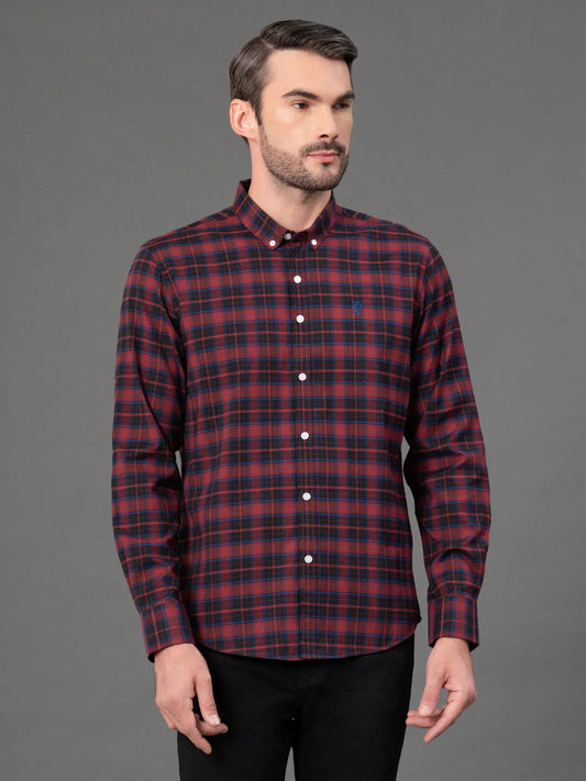 RedTape Dusky Olive Checked Shirt for Men | Classic & Versatile