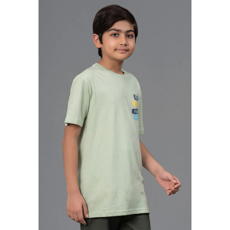 RedTape Unisex T-Shirt for Kids- Best in Comfort| Cotton| Light Green Colour| Round Neck| Casual Look