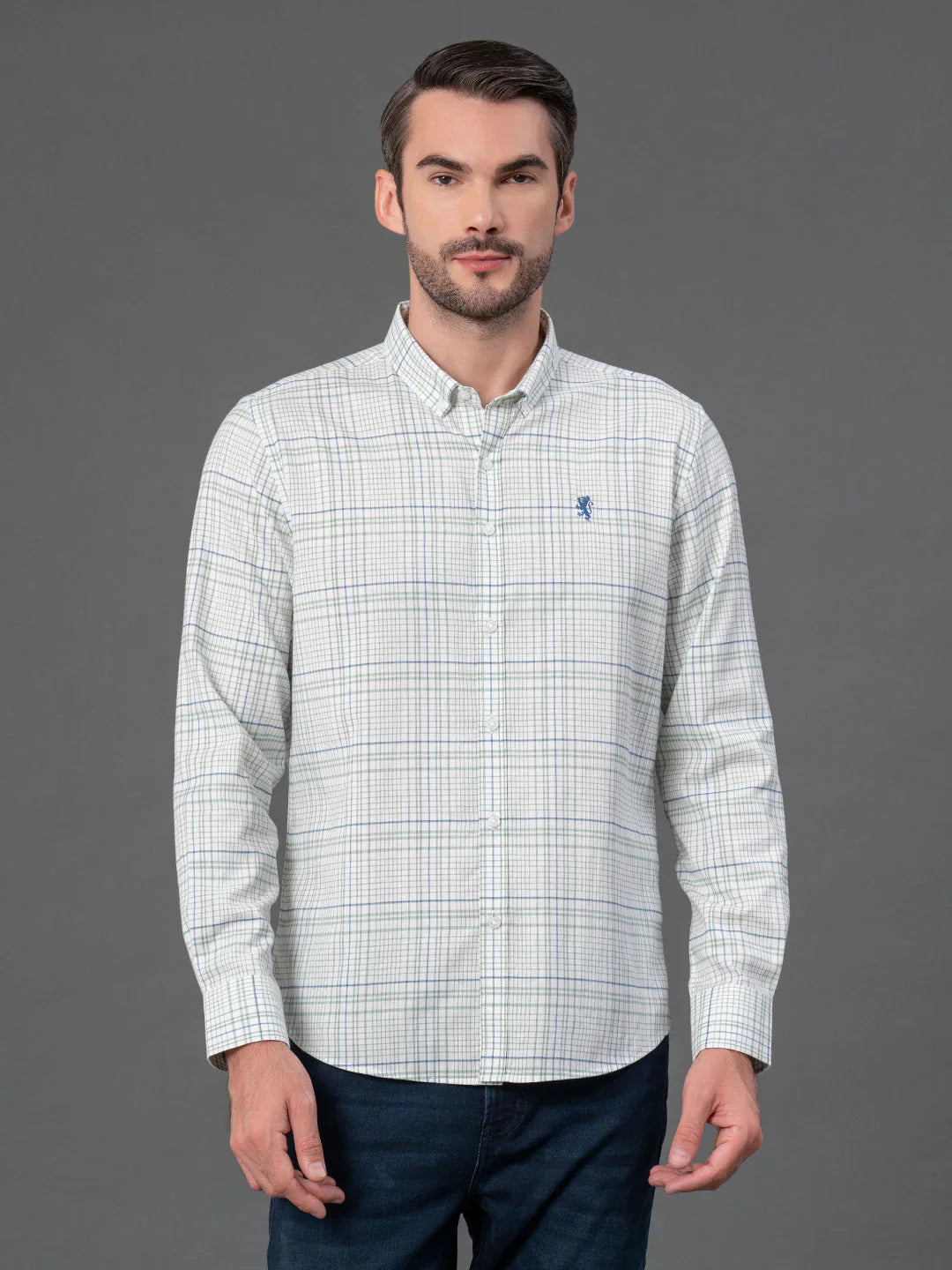 RedTape Blue Striped Shirt for Men | Premium Comfort