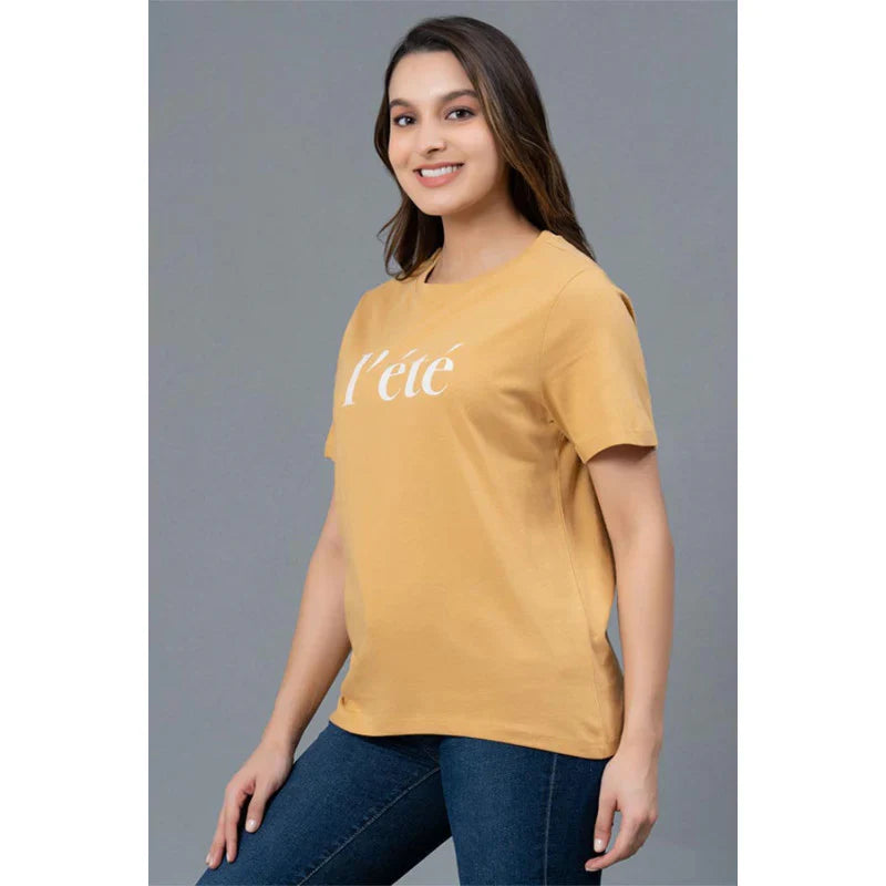 Mode by RedTape Casual Cotton T-Shirt for Women | Comfortable Round Neck Graphic Print T-Shirt