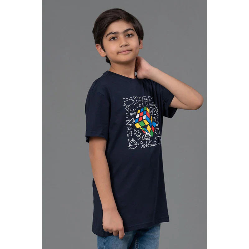 RedTape Unisex Kids T-Shirt- Best in Comfort| Cotton| Navy Colour| Round Neck| Casual Look