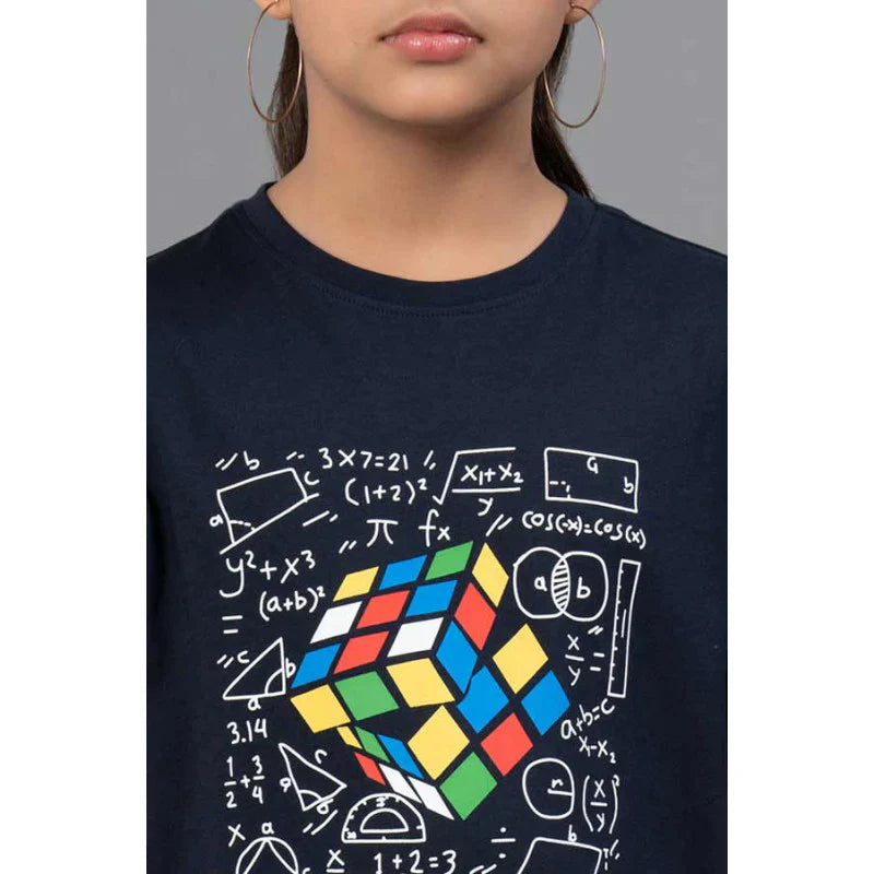 RedTape Unisex Kids T-Shirt- Best in Comfort| Cotton| Navy Colour| Round Neck| Casual Look