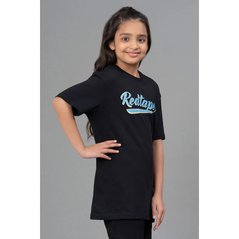 RedTape Kids Unisex T-Shirt- Best in Comfort| Cotton| Black Colour| Round Neck| Regular Fit