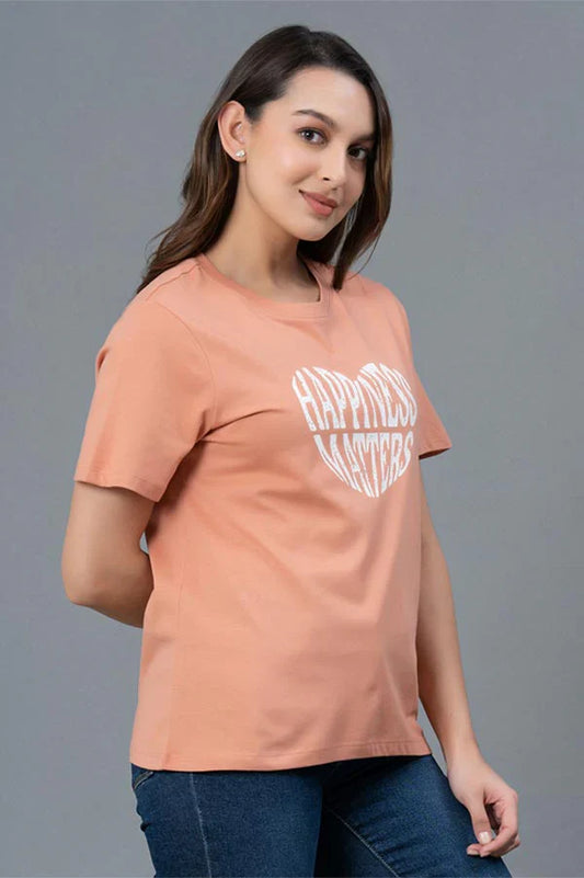 Mode By Red Tape Casual Cotton T-Shirt For Women | Round Neck Graphic Print T-Shirt For Women