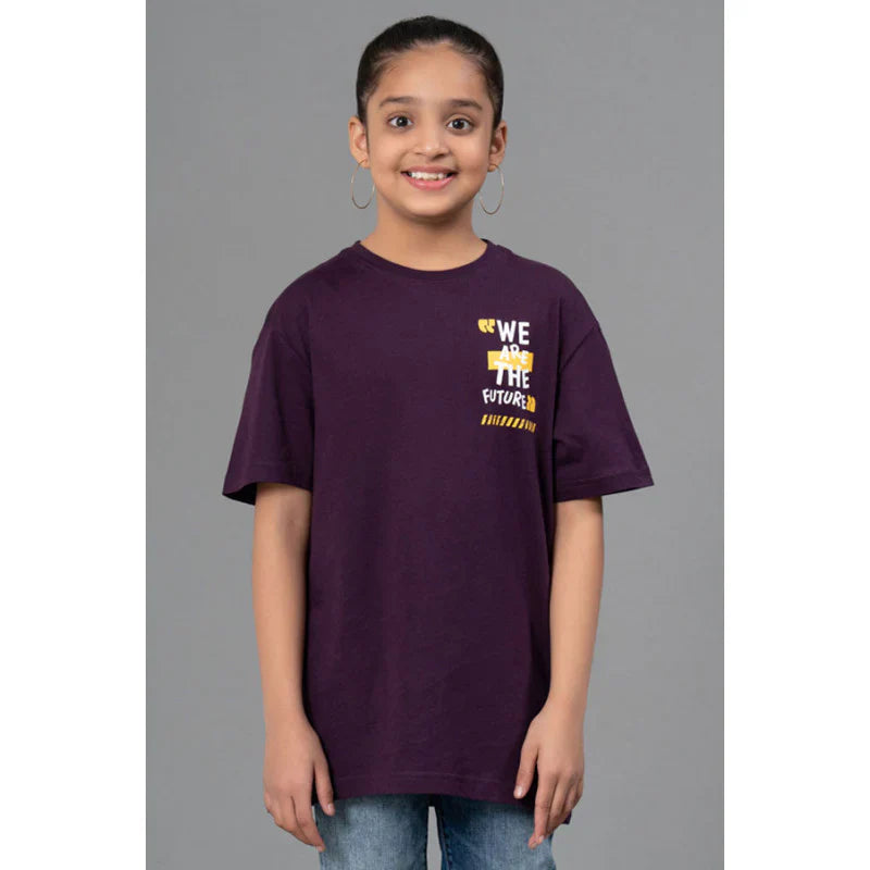 RedTape Unisex Kids T-Shirt- Best in Comfort| Cotton| Dark Purple Colour| Round Neck| Casual Look