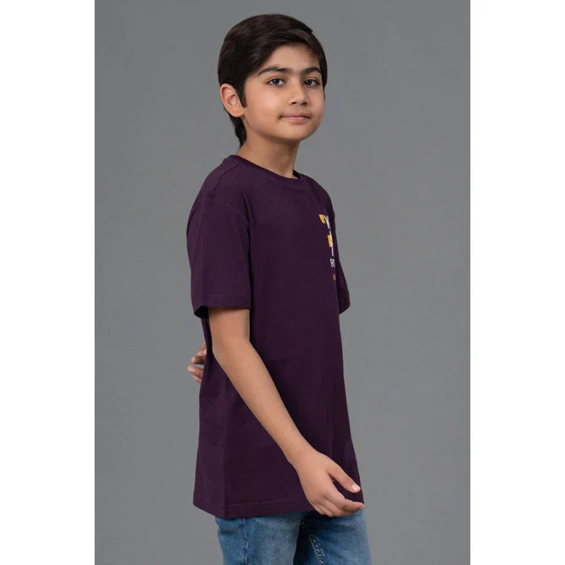 RedTape Unisex Kids T-Shirt- Best in Comfort| Cotton| Dark Purple Colour| Round Neck| Casual Look