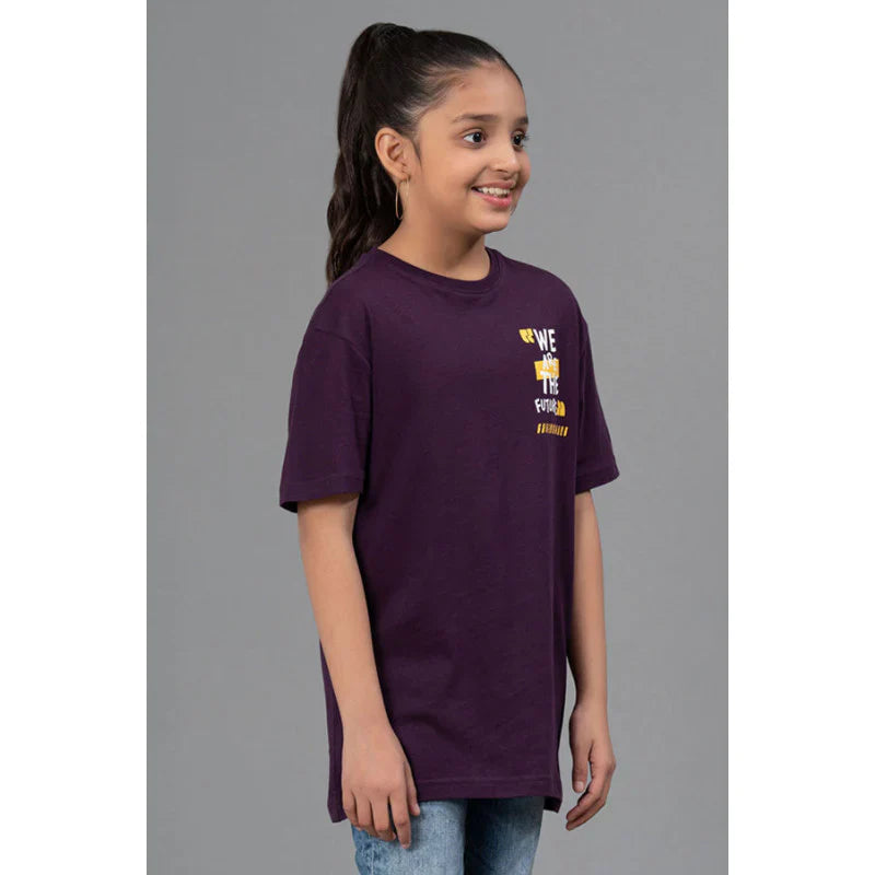 RedTape Unisex Kids T-Shirt- Best in Comfort| Cotton| Dark Purple Colour| Round Neck| Casual Look