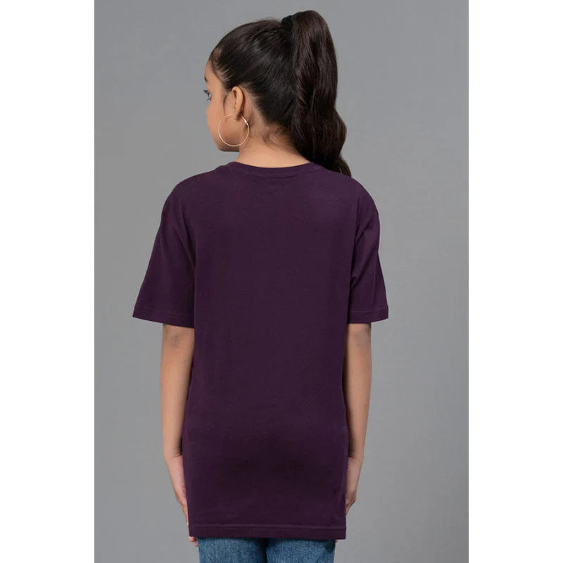 RedTape Unisex Kids T-Shirt- Best in Comfort| Cotton| Dark Purple Colour| Round Neck| Casual Look