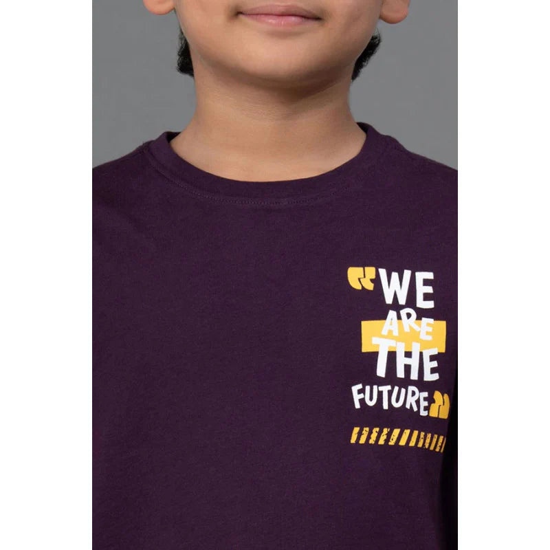 RedTape Unisex Kids T-Shirt- Best in Comfort| Cotton| Dark Purple Colour| Round Neck| Casual Look