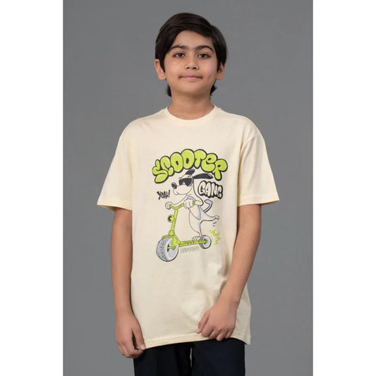 RedTape Unisex T-Shirt for Kids- Best in Comfort| Cotton| Pale Yellow Colour| Round Neck| Casual Look