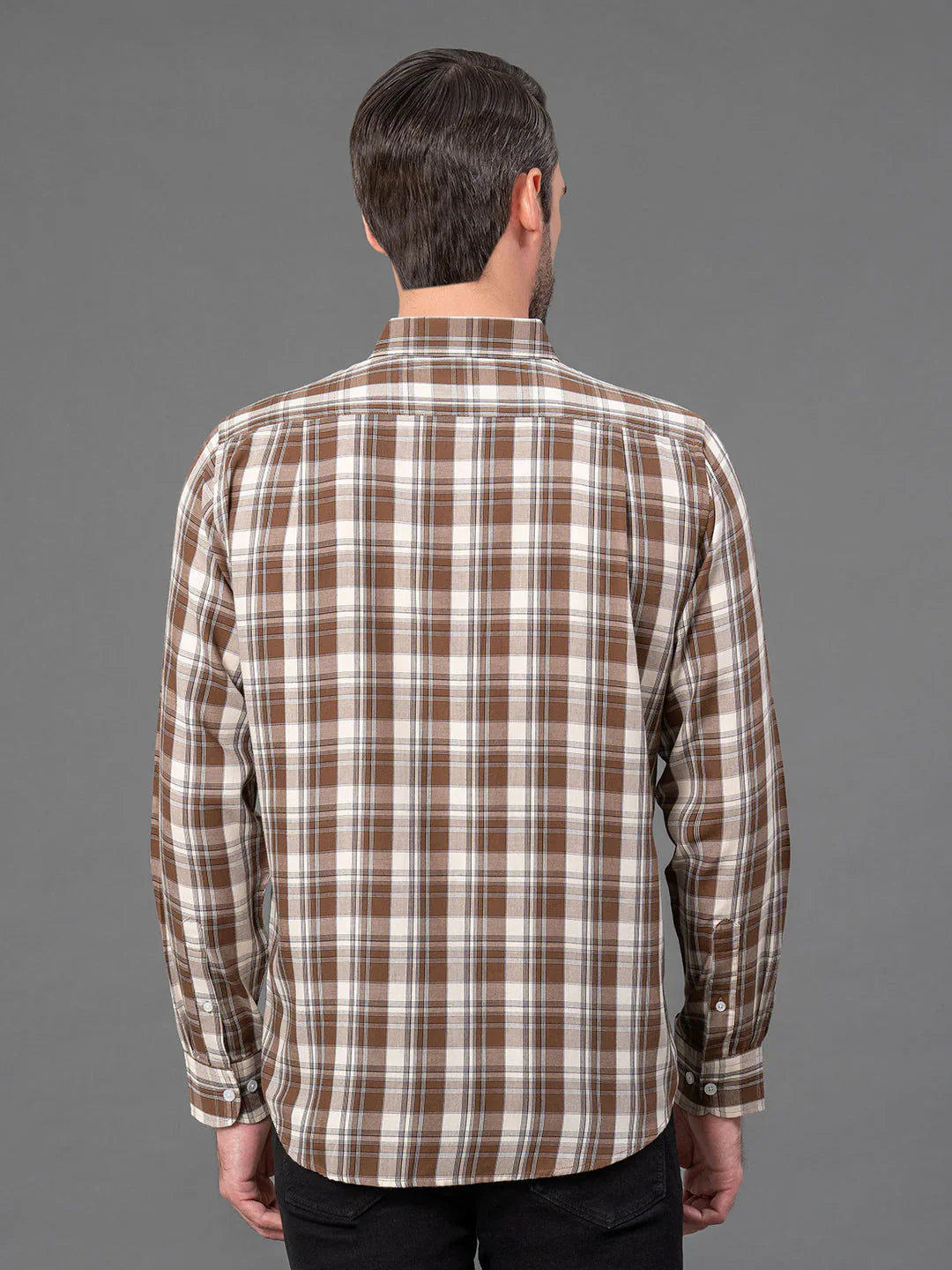 RedTape Brown Checked Shirt for Men | Classic & Versatile