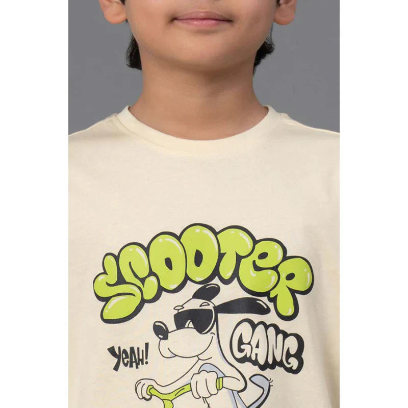 RedTape Unisex T-Shirt for Kids- Best in Comfort| Cotton| Pale Yellow Colour| Round Neck| Casual Look