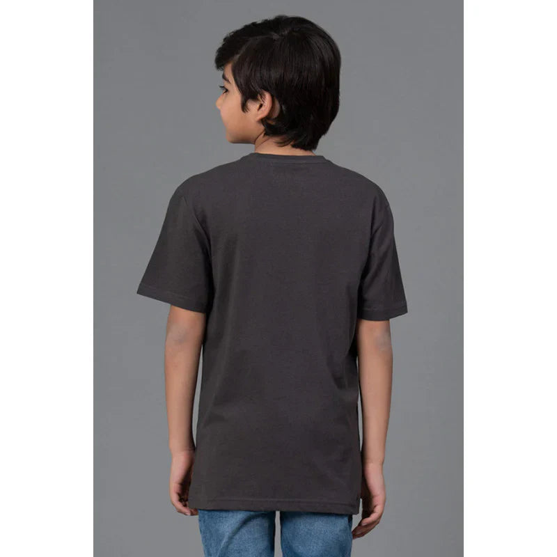 RedTape Unisex Kids T-Shirt- Best in Comfort| Cotton| Space Grey Colour| Round Neck| Regular Look