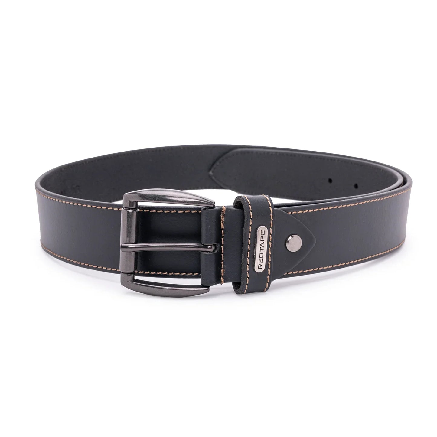 Red Tape Genuine Black Leather Belt For Men | Solid Leather Belt | Classic and Durable