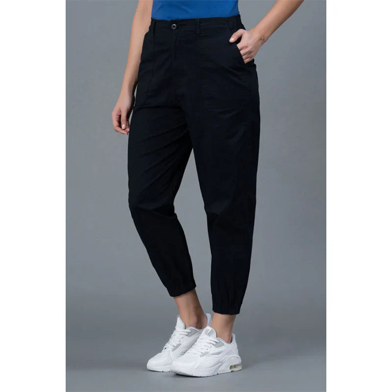 Mode by RedTape Black Cotton Joggers for Women | Solid Pattern Joggers for Women