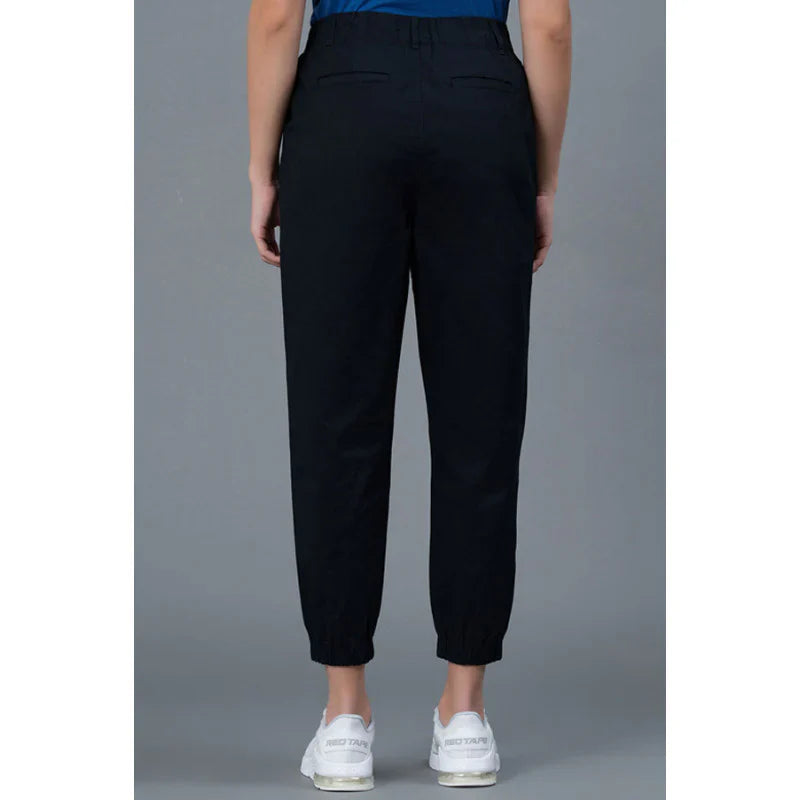 Mode by RedTape Black Cotton Joggers for Women | Solid Pattern Joggers for Women