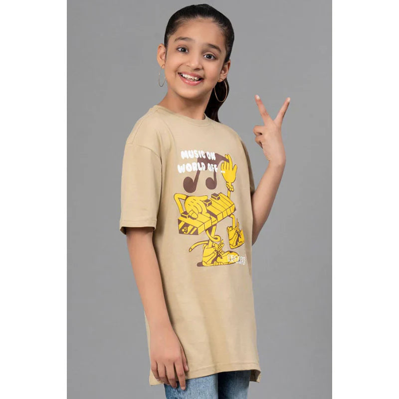 RedTape Unisex Kids T-Shirt- Best in Comfort| Cotton| Pale Olive Colour| Round Neck| Casual Look