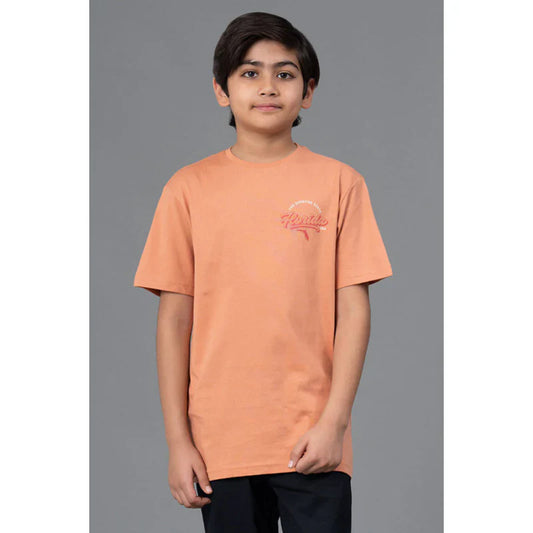 RedTape Unisex Kids T-Shirt- Best in Comfort| Cotton| Light Orange Colour| Regular look| Round Neck|