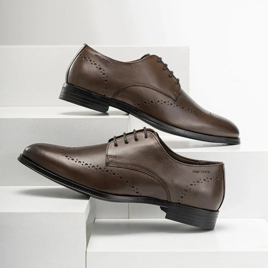 Red Tape Formal Derby Shoes for Men | Real Leather Shoes With Low-cut Pattern