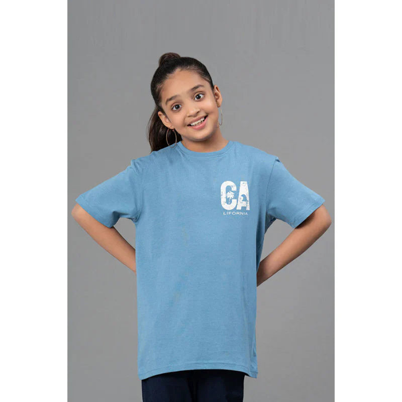 RedTape Unisex Kids T-Shirt- Best in Comfort| Cotton| Steel Blue Colour| Regular look| Round Neck|