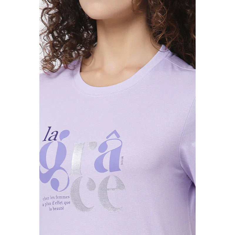 Mode By RedTape Women Lavender Round Neck T-Shirt