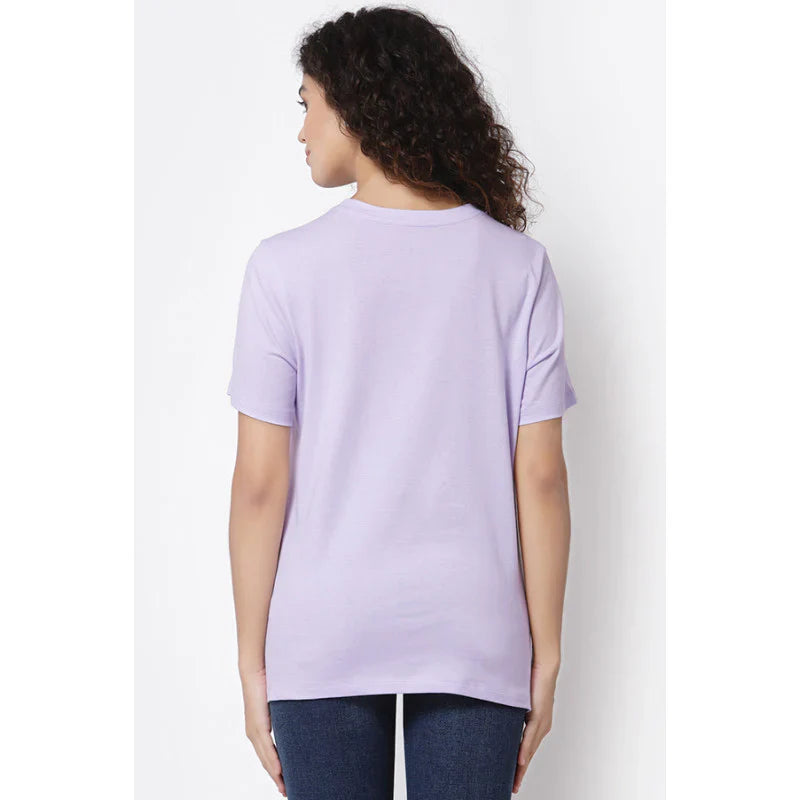 Mode By RedTape Women Lavender Round Neck T-Shirt