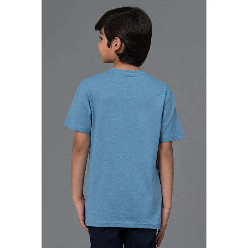 RedTape Unisex Kids T-Shirt- Best in Comfort| Cotton| Steel Blue Colour| Regular look| Round Neck|