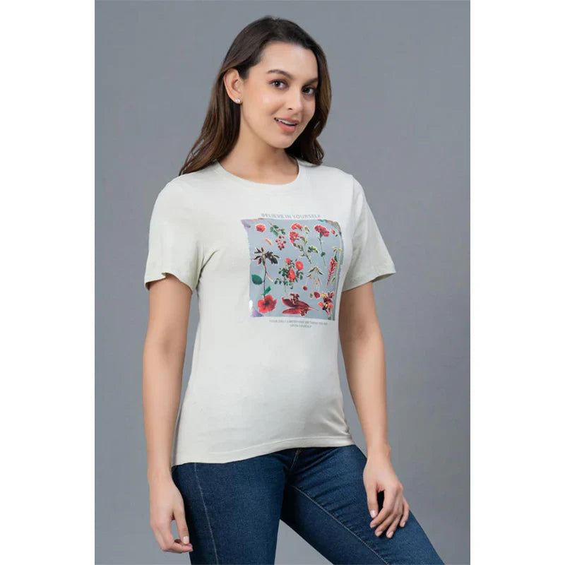 Mode by RedTape Casual Cotton T-Shirt for Women | Round Neck Casual Graphic Print T-Shirt