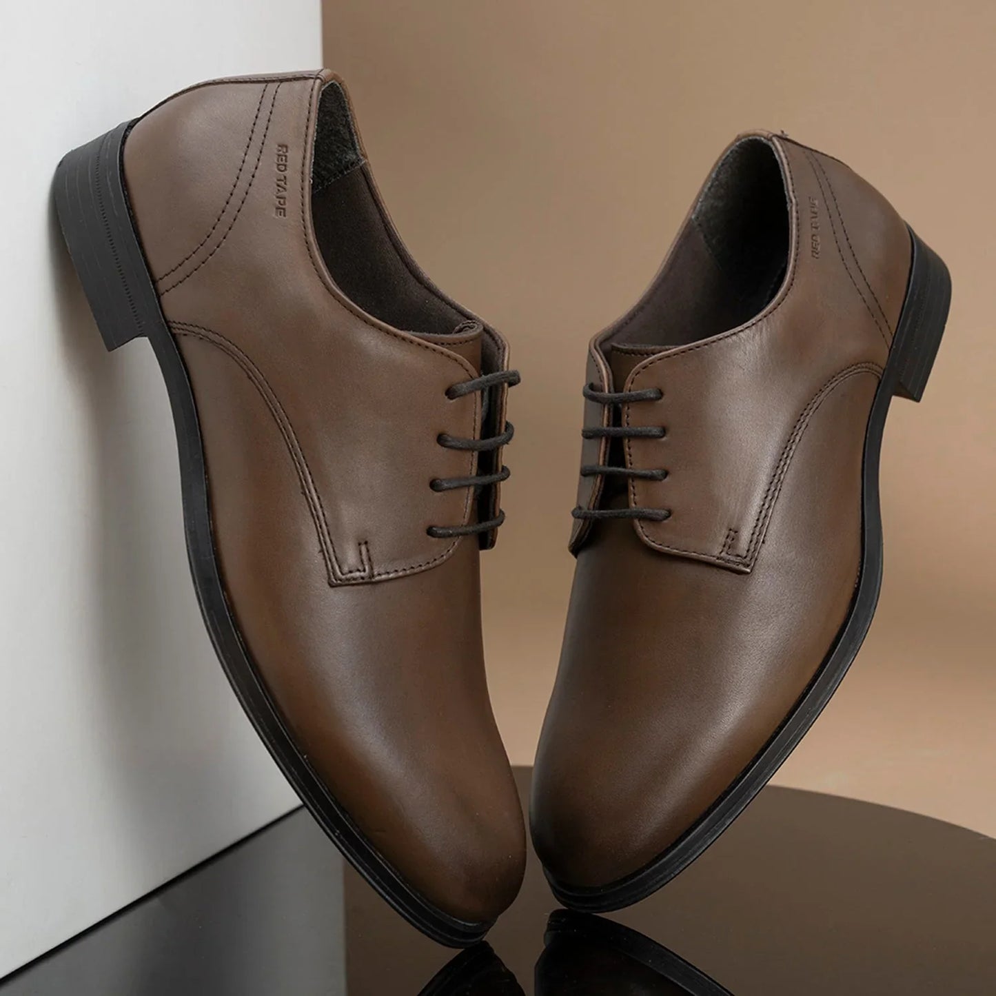 Red Tape Formal Derby Shoes for Men | Real Leather Shoes With Low-Cut Pattern