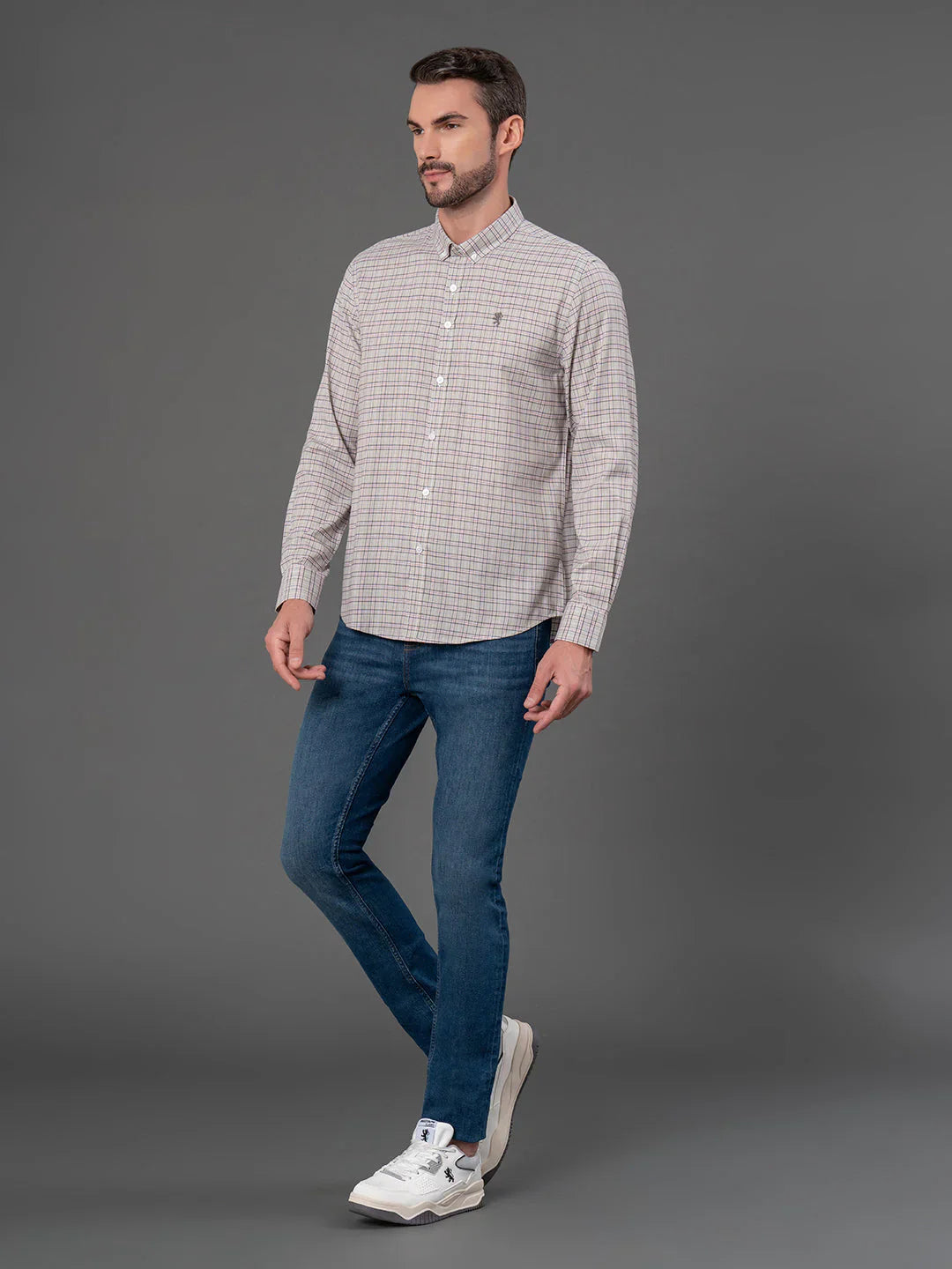 RedTape Mauve Checked Shirt for Men | Classic & Versatile